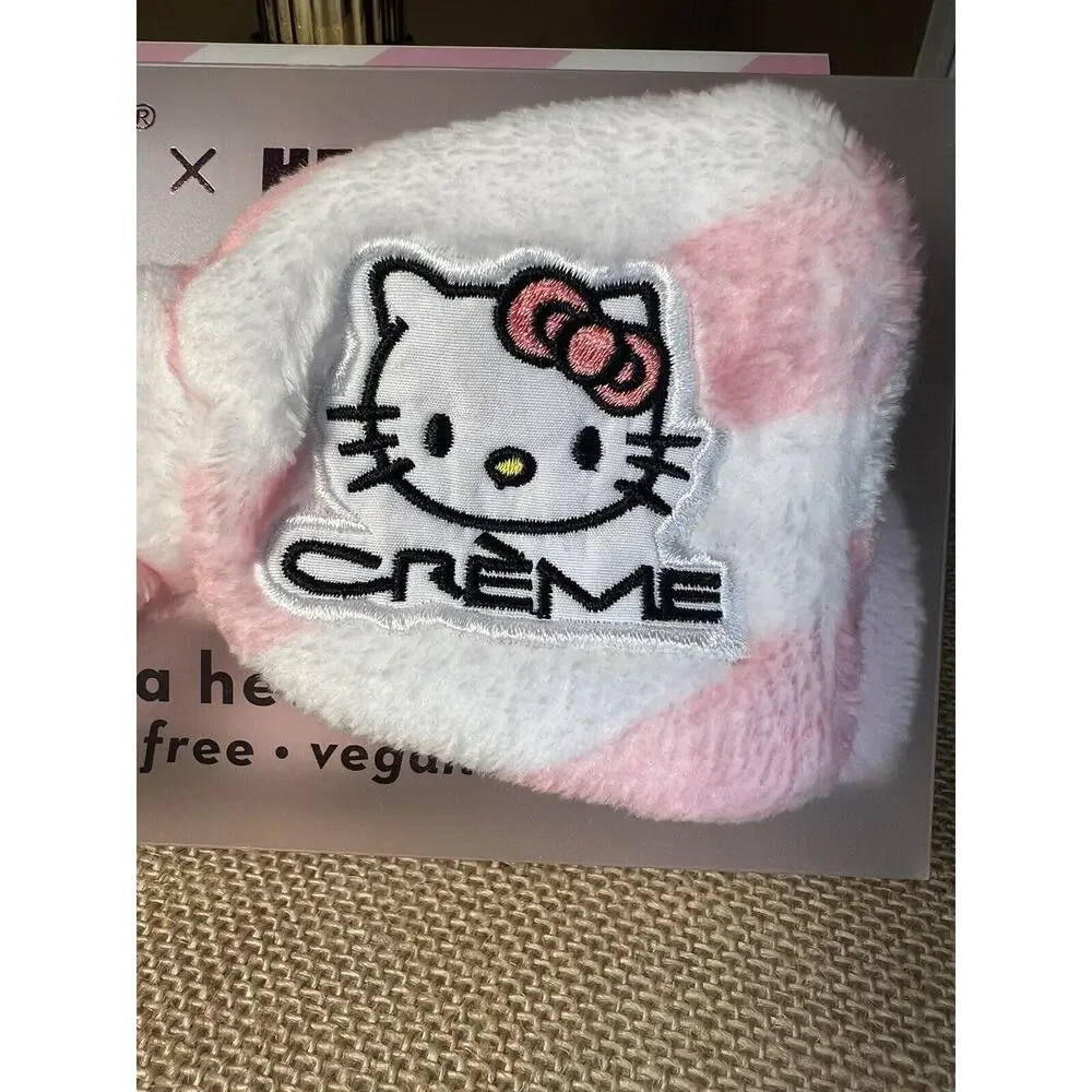 HELLO KITTY Baby Pink Striped Plush Spa Headband